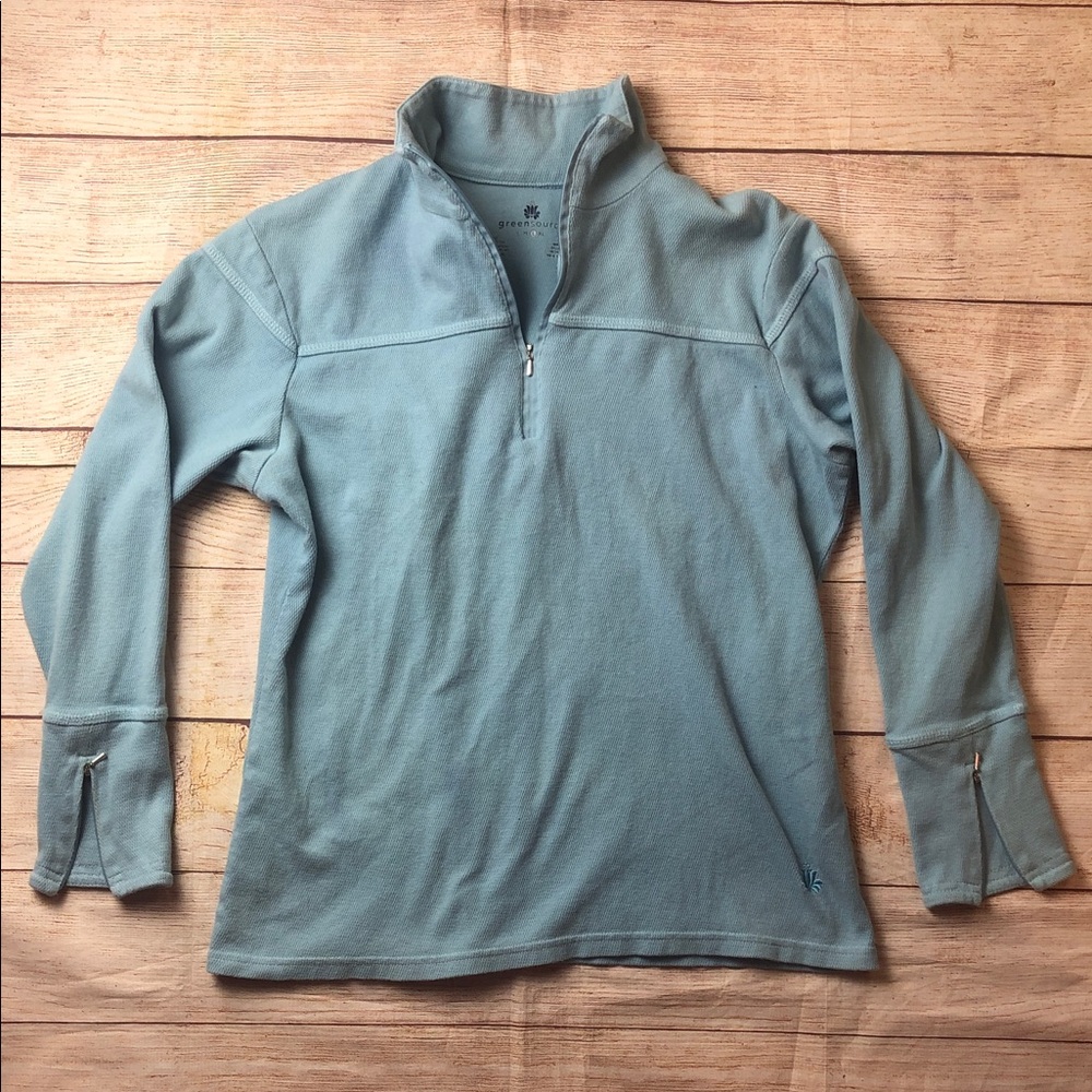 Green Source Sky Blue Quarter-Zip Women's Sweatshirt 💚‎
